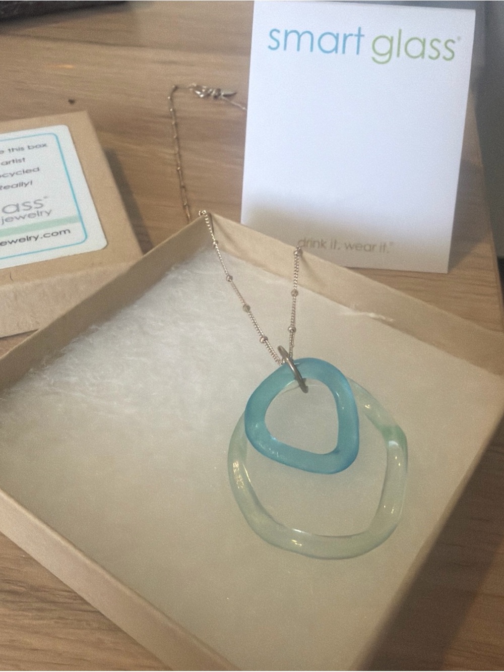 Up cycled Smartglass Double Hoop Pendant Necklace